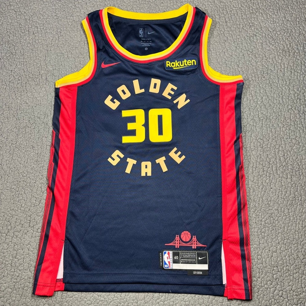 Nike Stephen Curry Golden State Warriors City Edition Jersey Navy Blue Small 40